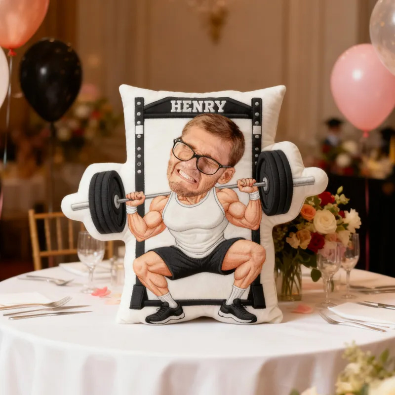 Personalized Gym Photo Pillow Graphic 3D Print Gift Ideas Exercise Themed Weight Lifting Workout Pillow Comfortable Christmas Decor for Gym Lovers