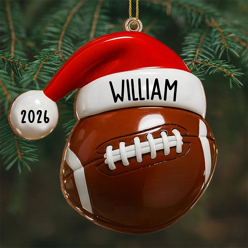 Personalized Sports-Themed Acrylic Christmas Ornament with Custom Name and Year  