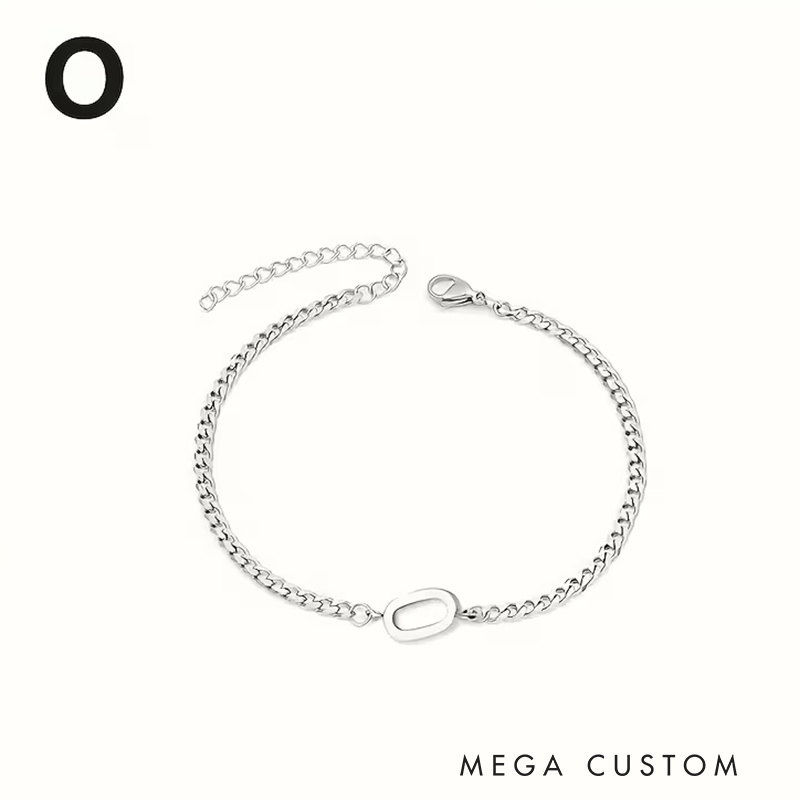 Personalized Silver Initial Alphabet Chain Bracelet for Men Men’s Gifts Valentine’s Day Gifts Groomsmen Bracelets