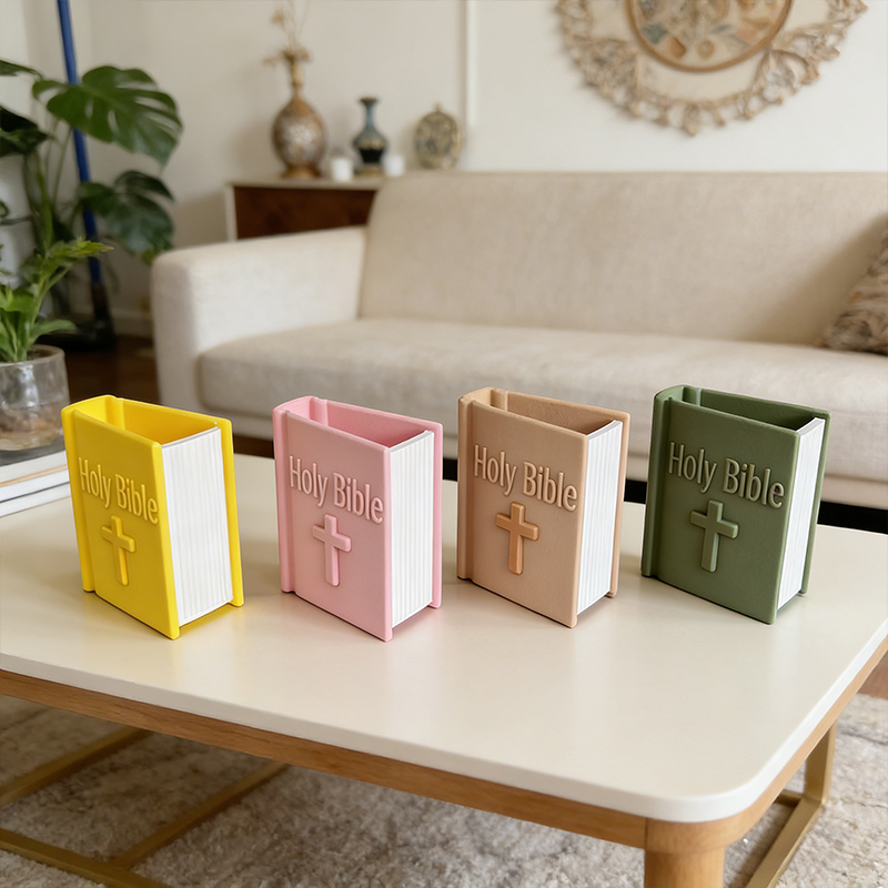 Personalized Cross Holy Bible White Pages Book Shaped Bookmark Holders with Custom Name Religious Gift for Christians