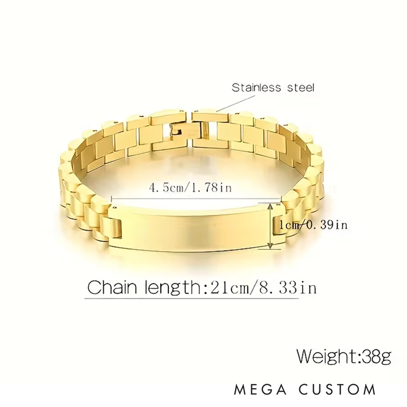 Personalized Bar Bracelet with Name Engraving Pendant Chain Men’s Gifts Father’s Day Valentine’s Day Gifts Groomsmen Bracelets