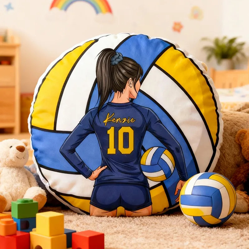 Personalized Volleyball Pillow with Custom Name and Player Design for Volleyball Enthusiasts