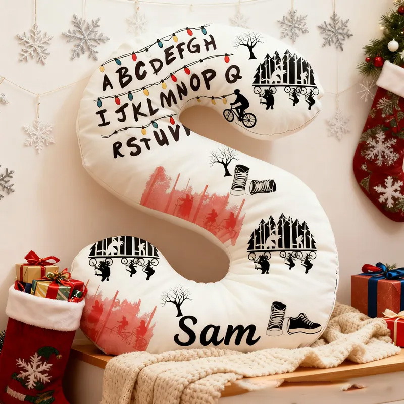 Personalized Cycling Things Letter Pillow Graphic 3D Print Bow Letter Pillow Name Pillow Comfortable Travel Cushion for Riders Riding Lovers