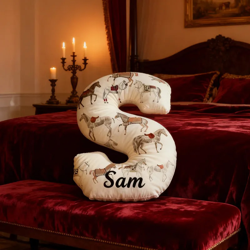 Personalized Riding Horse Letter Pillow Floral Horse Custom Name Festive Flower Decor with French Countryside Gifts for Family Graphic 3D Print Riding Lovers