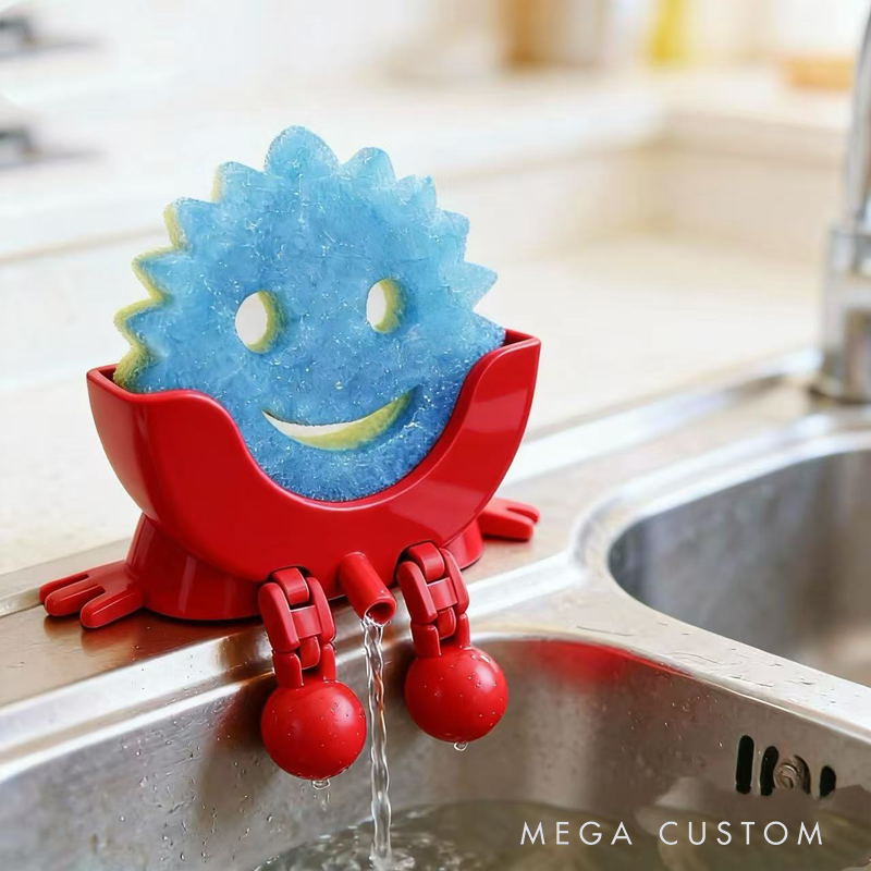 3D Printed Sink Sponge Holder - Funny Smiley Face Kitchen Organizer with Drainage Legs