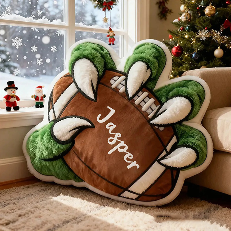 Personalized Football Pillow with Beast Claw Design and Custom Name for Kids and Football Enthusiasts Christmas Gifts