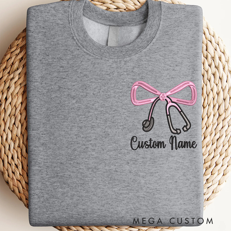 Personalized Nurse Sweatshirt Custom Name Sweatshirt Stethoscope Design Sweatshirt