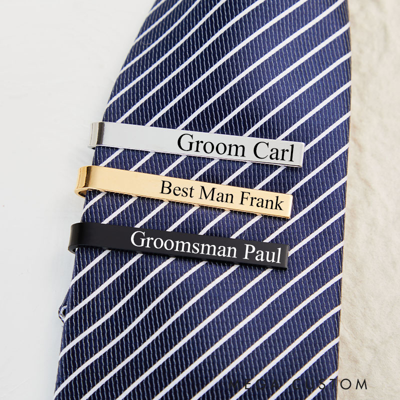 Personalized Engraved Best Man Tie Clip Groomsman Proposal Gift Bachelor Party Favors Tic Clip