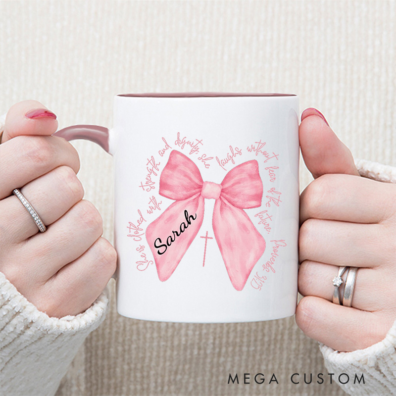 Personalized Watercolor Classic Inner Color Ceramic Mug with Name Birthday Christmas Gift for Christians Best Gift for Christians