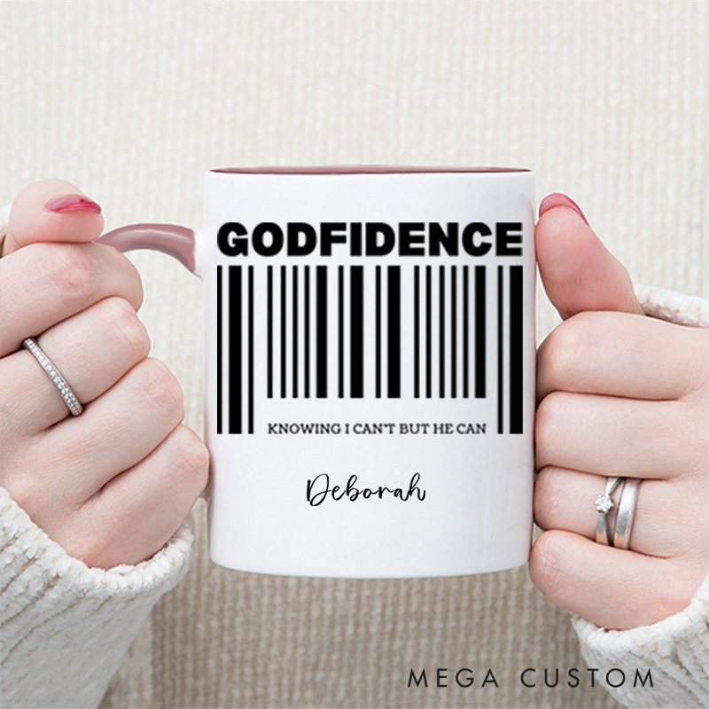 Personalized Christian Godfidence Coffee Mug with Name Birthday Religious Baptism Gift for Family Friends Christians