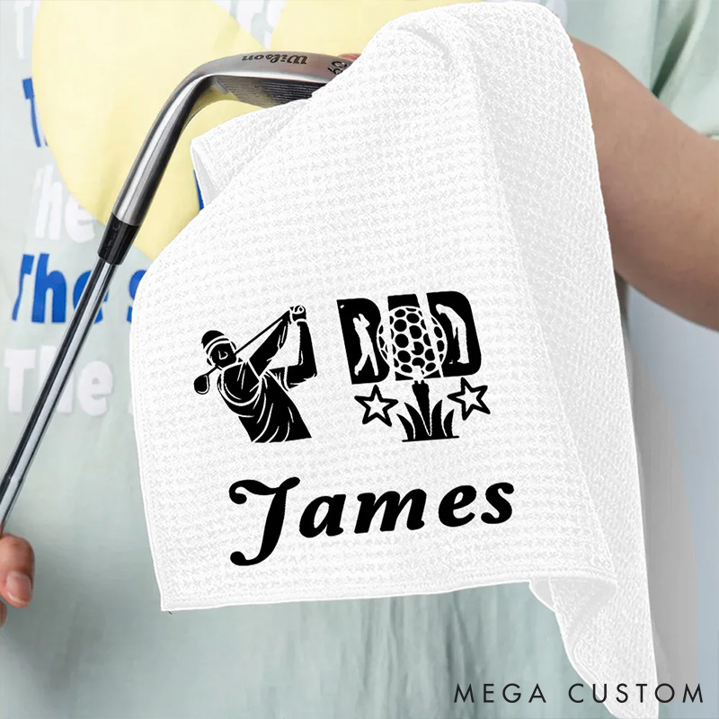 Personalized King and Queen Golf Player Design Towel with Custom Name