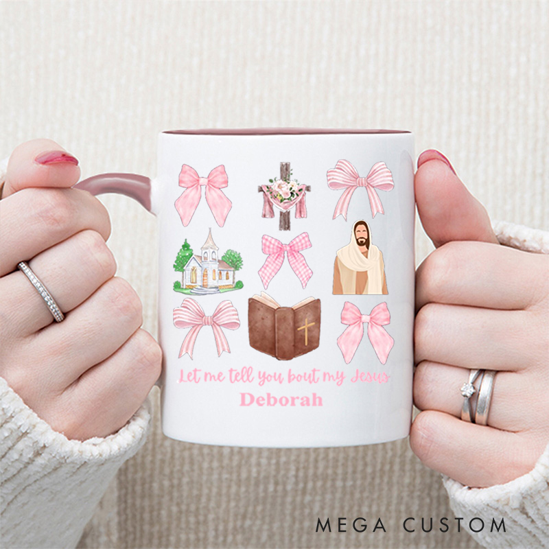Personalized Cross Bible Jesus Bible Verse Christian Inner Color Ceramic Mug with Name Religious Gift Birthday Gift for Christian