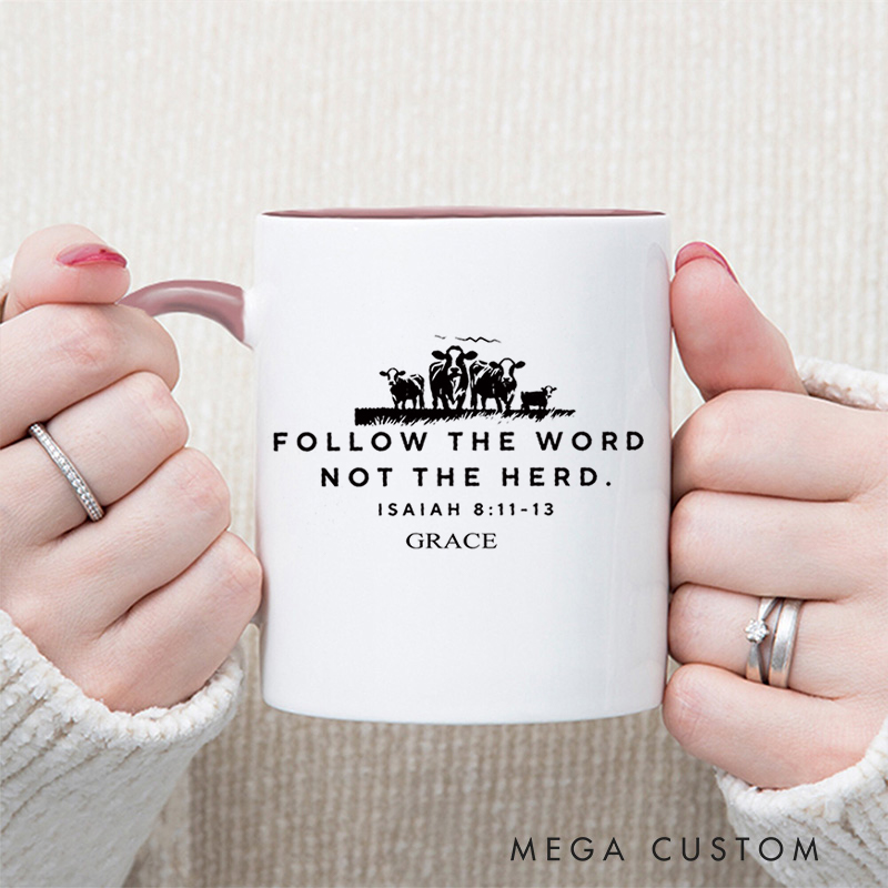 Personalized Isaiah 8:11 Bible Verse Inner Color Ceramic Mug with Name Birthday Christmas Gift for Christians Best Gift for Christians