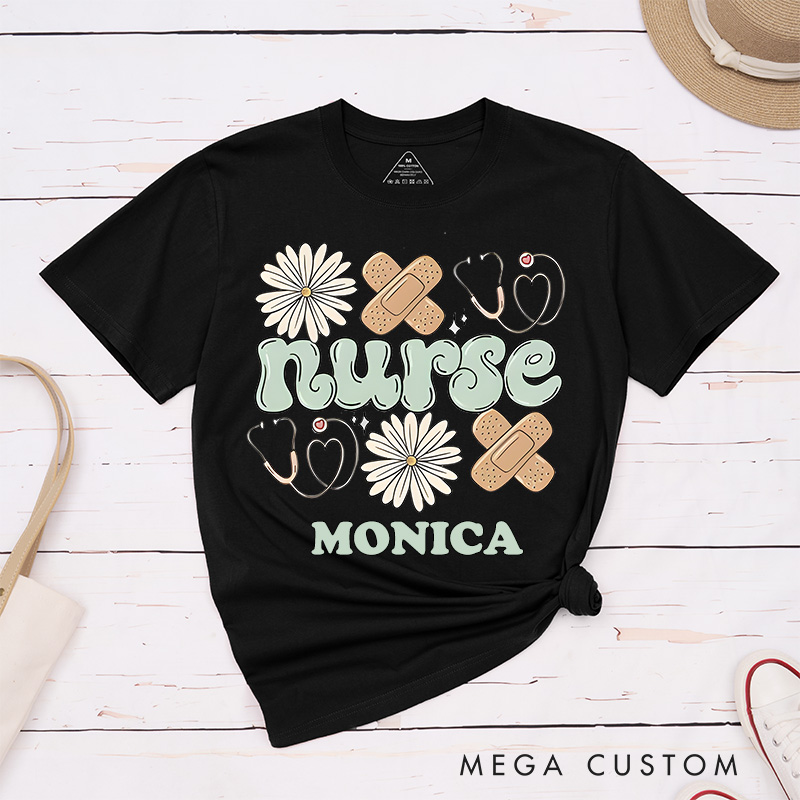 Personalized Nurse T-Shirts Compassion in Bloom Nurse Essentials Fashion Design T-Shirts