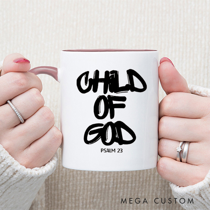 Personalized Child of God Ceramic Inner Color Mug with Name Graffiti Style Bible Verse Ceramic Mug Religious Gift Birthday Gift for Christians