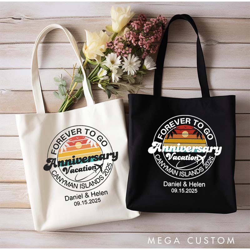 Personalized 50th Anniversary Tote Bag Couple Anniversary Canvas Bag 50th Beach Travel Anniversary Gift Bag for Her