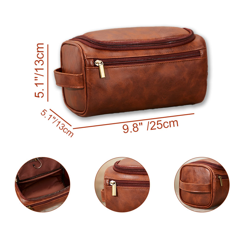 Personalized Men's Leather Toiletry Bag Groomsmen Gifts Travel Dopp Kit Groom PU Leather Shaving Kit Bag