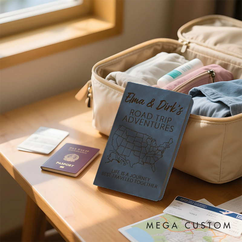 Personalized Couple Road Trip Adventures Journal Notebook 50 States Map Notebook for Husband Wife