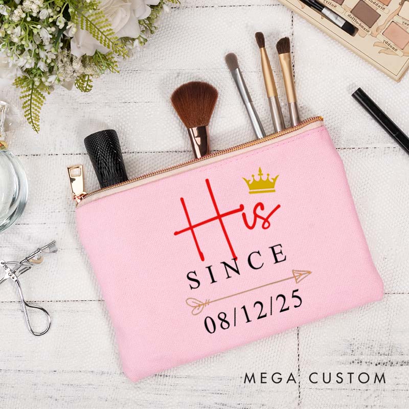 Personalized Couple Anniversary Clutch Bag Husband Wife Anniversary Travel Makeup Bag Clutch Bag