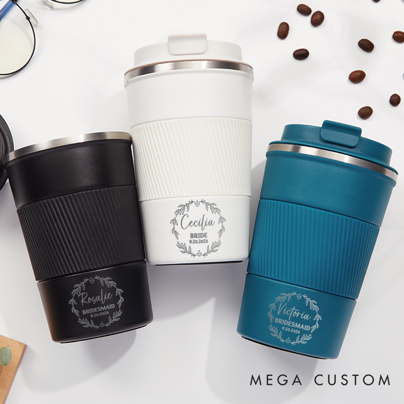 Personalized Bride Wreath Coffee Cup Wedding Party Coffee Mug Bachelorette Party Cup For Bridesmaid