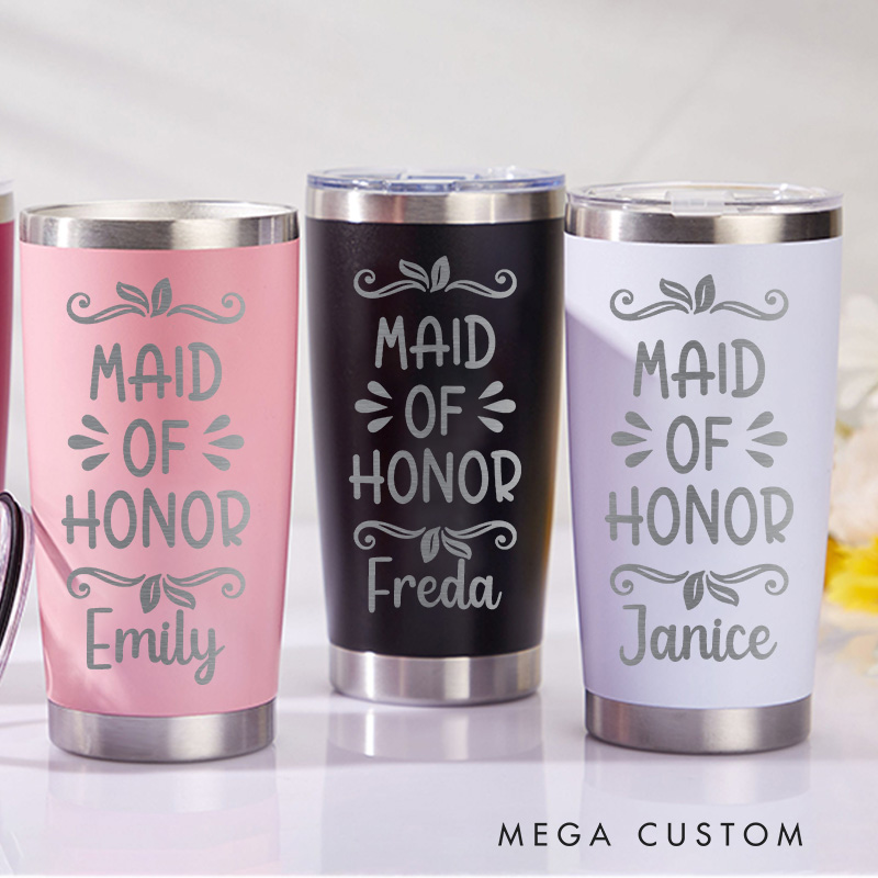 Personalized Maid of Honor Tumbler Bride 20oz Tumbler with Lid Bachelorette Party Gift
