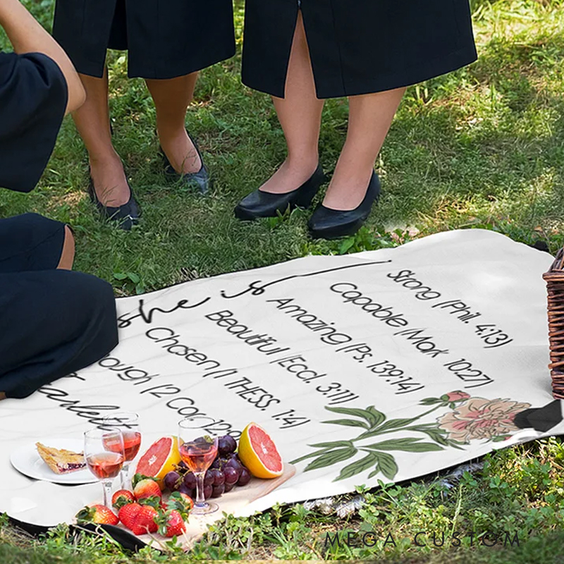 Personalized Graduation Cap Birth Flower Bible Verse Soft Throw Blanket with Name and Year Religious Day Birthday Graduation Gift for Graduate