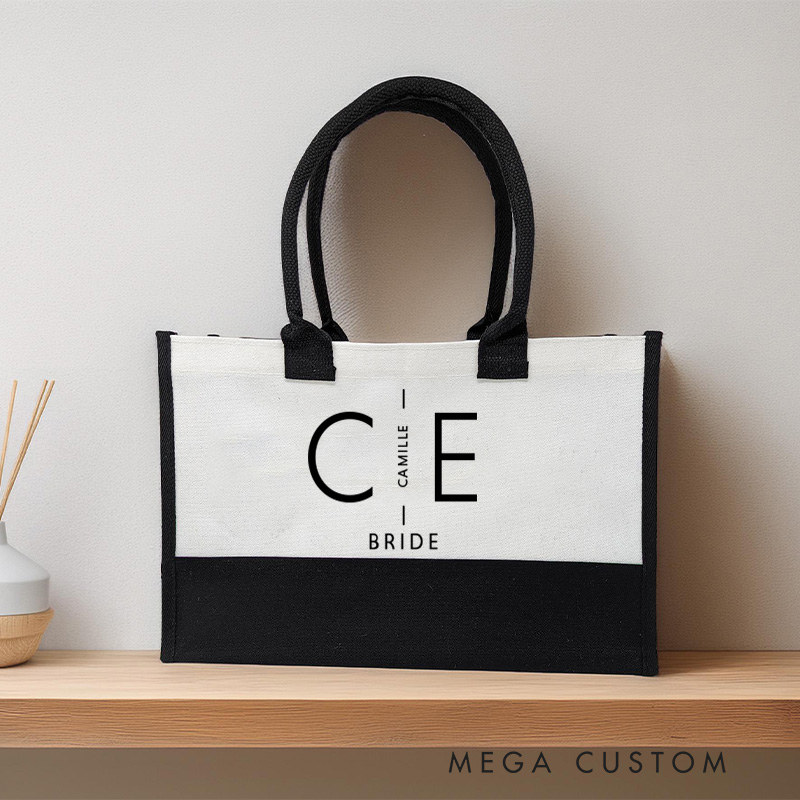 Personalized Bridesmaid Initials Tote Bag Bride Name Tote Bag Bachelorette Party Gift