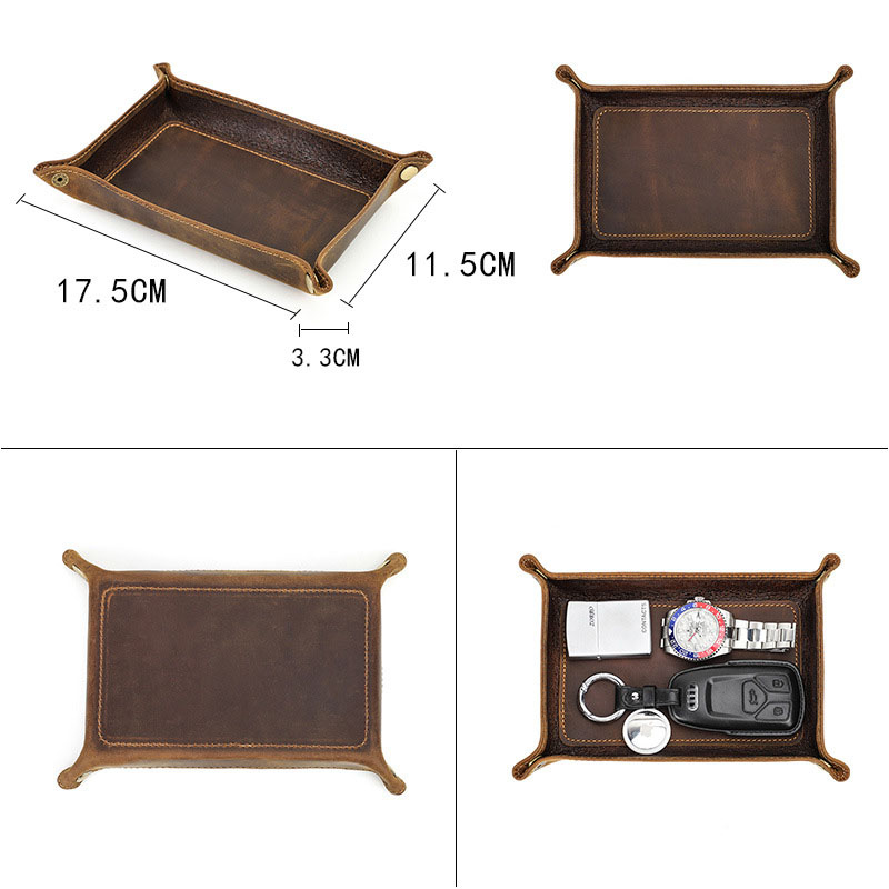 Personalized Leather Tray for Him Groom Groomsman Gift Crazy Horse Leather Tray for Groom Groomsman