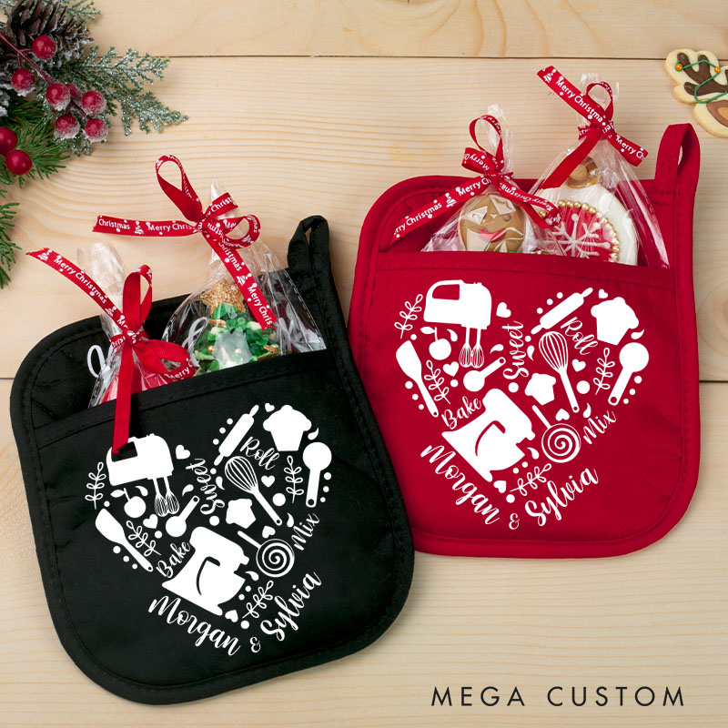 Personalized Couple Christmas Pot Holder Couple Anniversary Oven Mitt Baking Lover Pot Holder