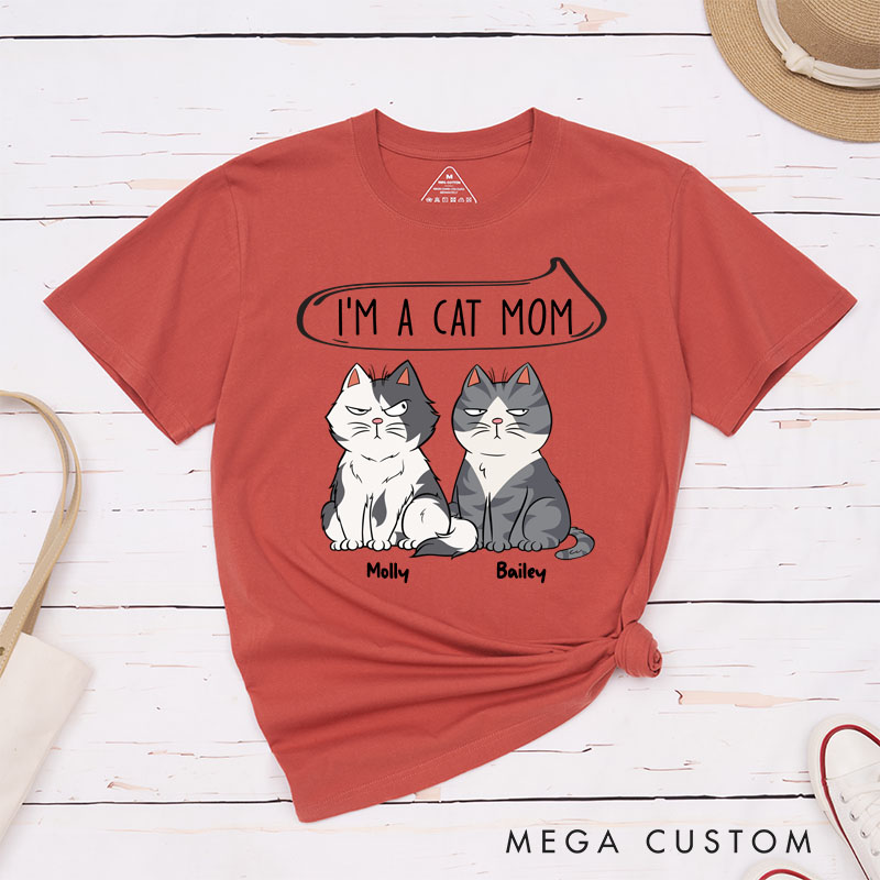 Personalized Cat Lover I'm A Cat Mom T-Shirt