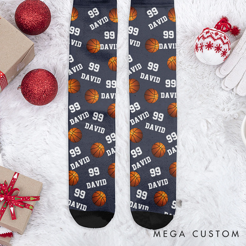 Personalized Basketball Socks Fun Design with Custom Name and Number