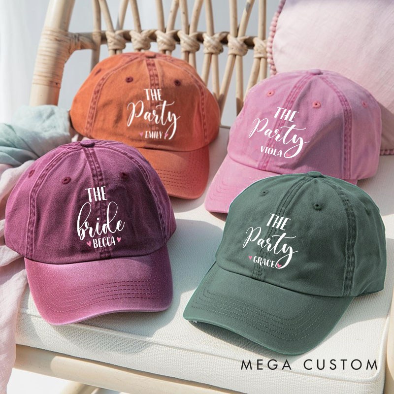 Personalized The Bride Washed Cotton Baseball Cap Bridesmaid The Party Hat Bachelorette Party Gift