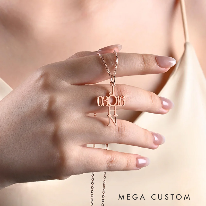 Personalized Psalm Bible Verse Cross Necklace Dainty Jewelry Birthday Gift Religious Gift Baptism Gift for Women Christians