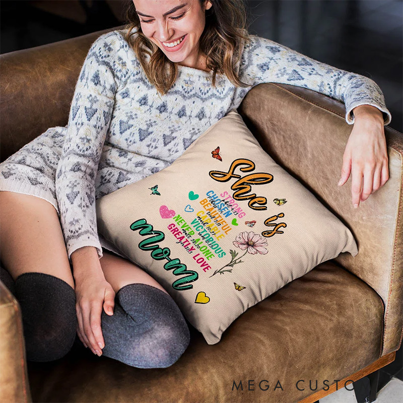 Personalized Bible Verse Heart Birth Flower Butterfly Throw Pillow with Nickname Home Decor Mother's Day Birthday Gift for Women