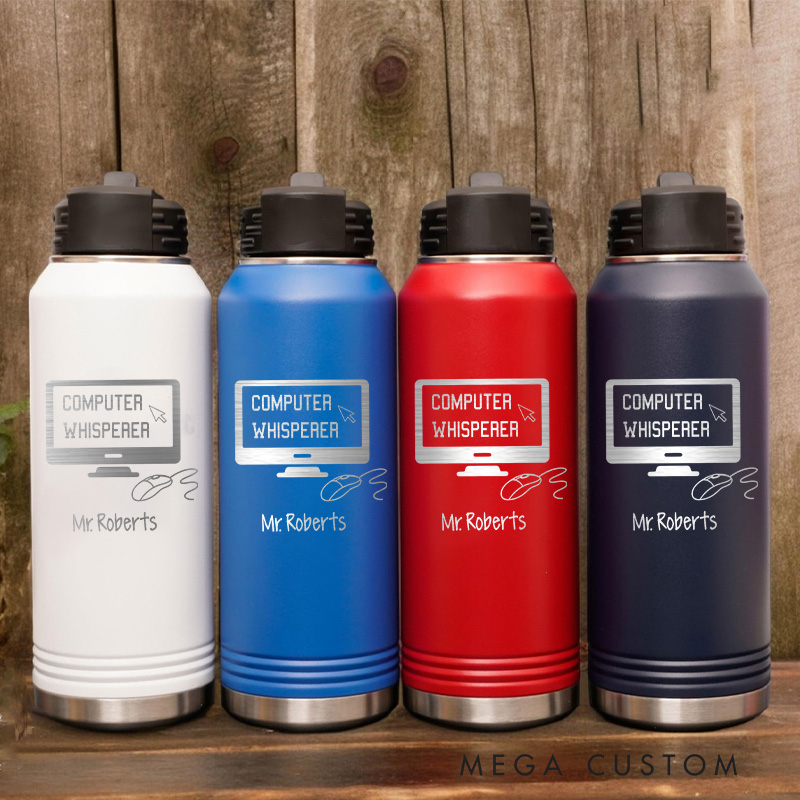 Personalized Computer Whisperer Water Bottles Technology Computer Programmer Lover Water Bottles Gift for Geek