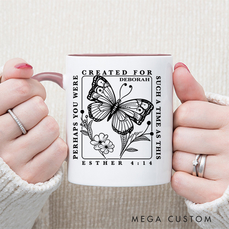 Personalized Esther 4:14 Bible Verse Inner Color Ceramic Mug with Name Birthday Christmas Gift for Christians 