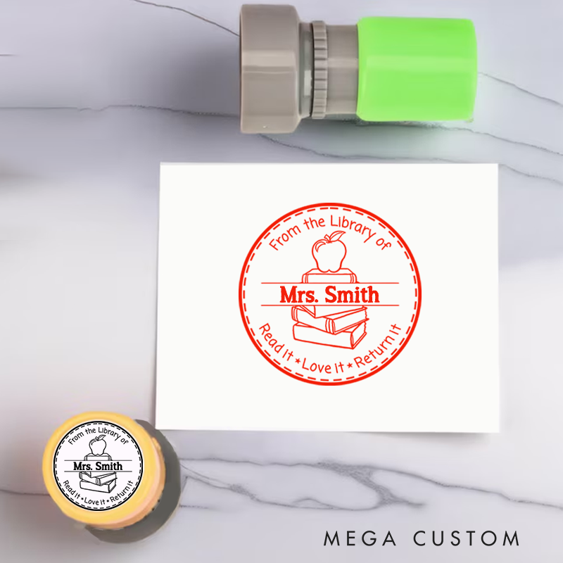 Personalized Teacher Stamps Read It Love It Return It Apple Book Design Perfect Teacher Appreciation Gift