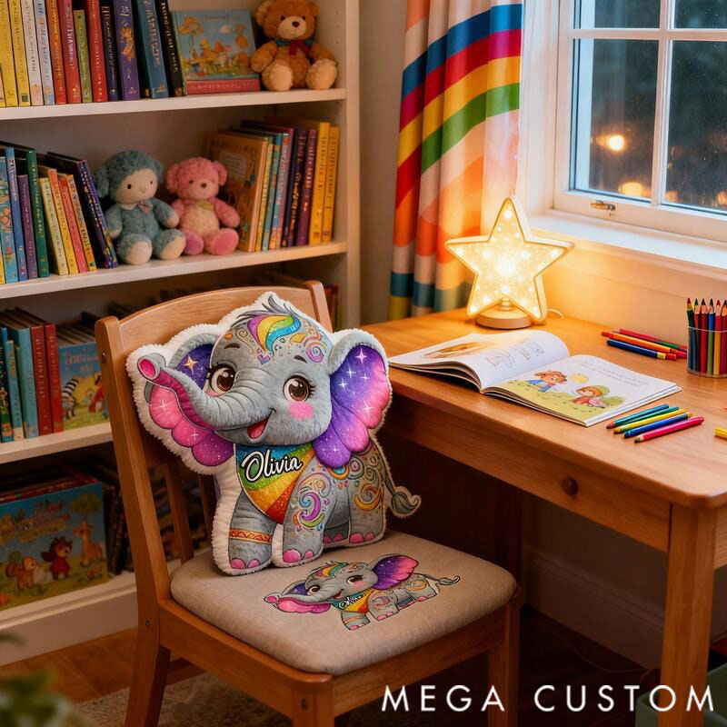 [Copy]Personalized Graphic 3D Print Pillows Pillow, Custom Elephant Pillow with Name for Family