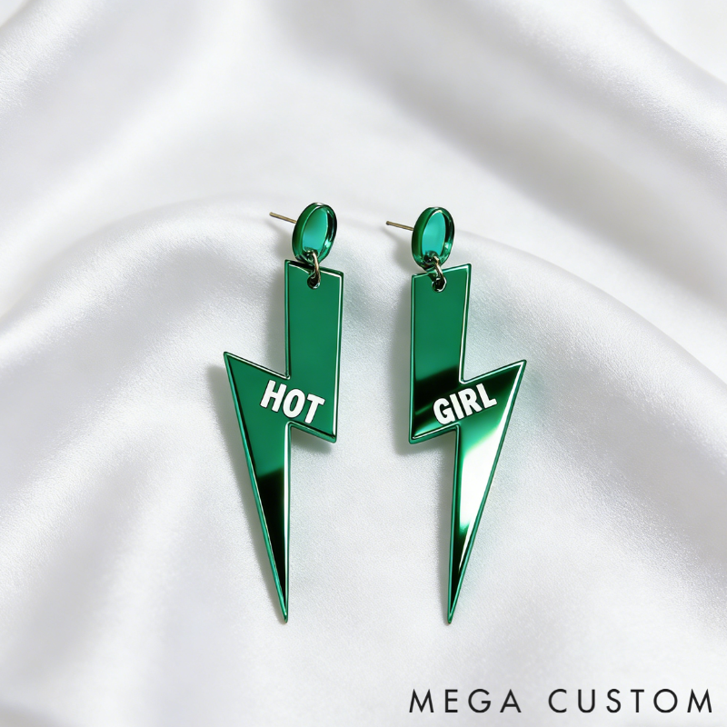 Personalized Multi-Color Lightning Bolt Earrings Edgy Statement Gift for Fashion Girls