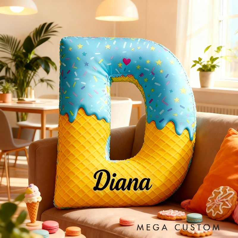 Personalized Cookie Letter Pillow Pillow with Custom Name 3D Graphic Print Unique Appreciation Gift
