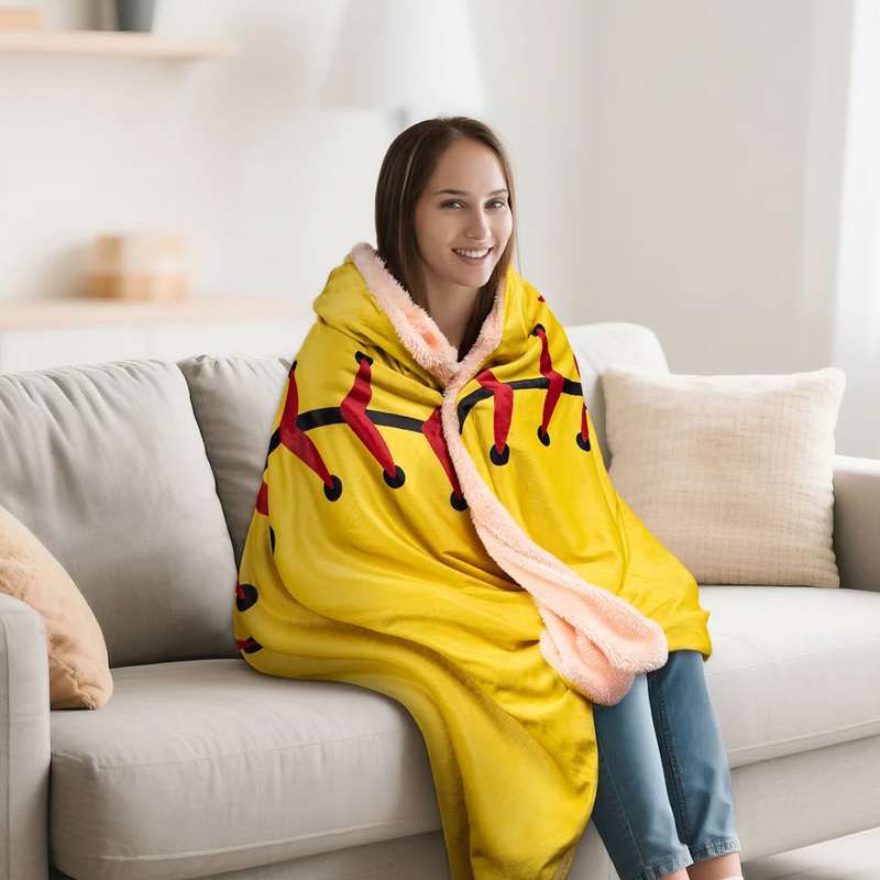 Personalized Baseball Basketball Soft Polar Fleece Hooded Blanket with Name and Number Game Day Birthday Gift for Teammate Coach Ball Sports Lovers