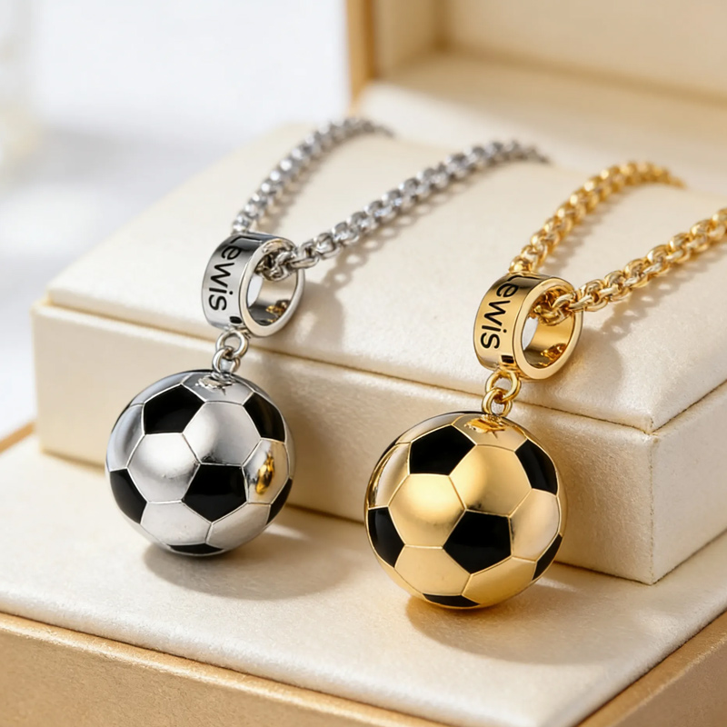 Personalized Soccer Ball Pendant Necklace with Custom Name for Sports Fans