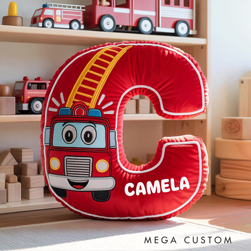 Personalized Firefighter Letter Pillow Custom Name Plush Cushion Gift for Firefighters