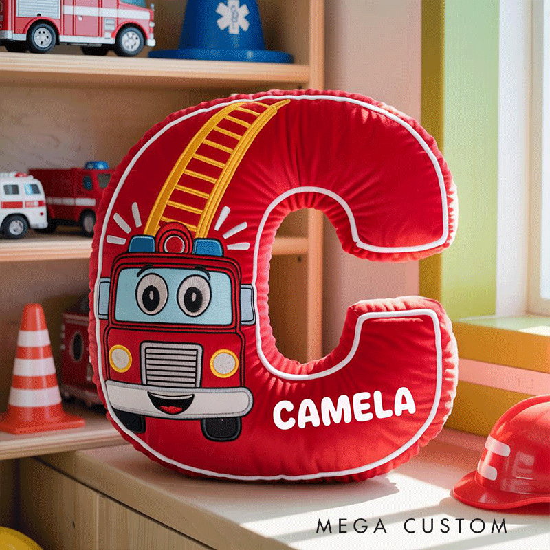 Personalized Firefighter Letter Pillow Custom Name Plush Cushion Gift for Firefighters
