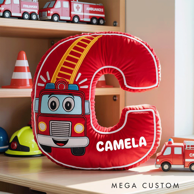Personalized Firefighter Letter Pillow Custom Name Plush Cushion Gift for Firefighters