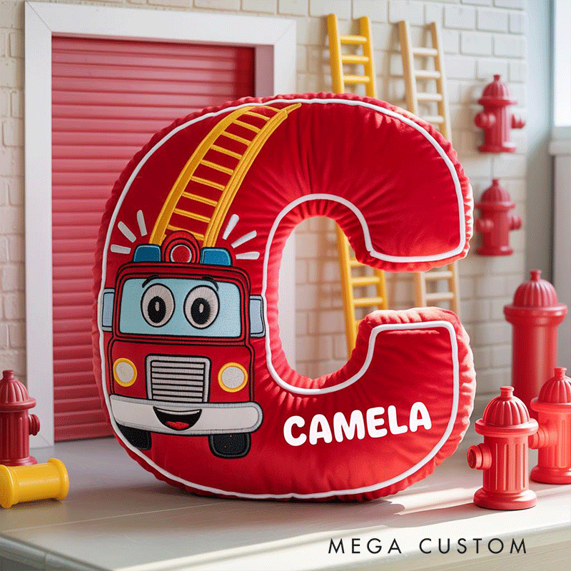 Personalized Firefighter Letter Pillow Custom Name Plush Cushion Gift for Firefighters