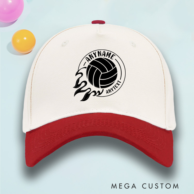 Personalized Volleyball Cotton Two Tone Cap with Name and Text with Dynamic Ball Design