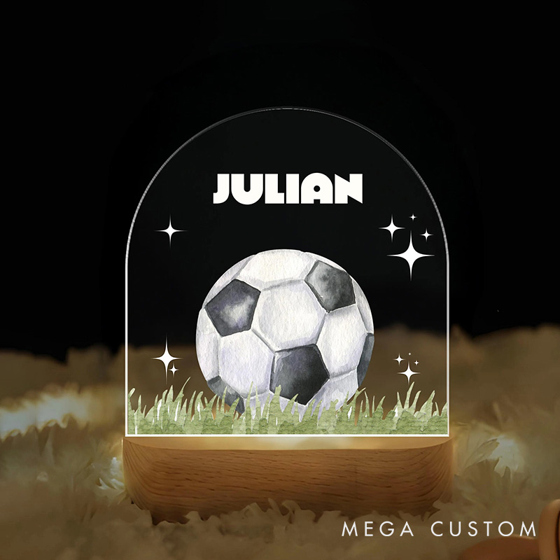 Personalized Soccer 3D Ball Design LED Light Night with Custom Name