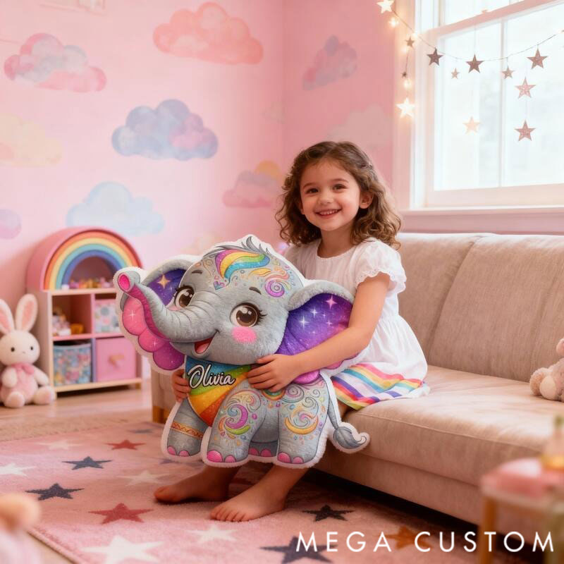 [Copy]Personalized Graphic 3D Print Pillows Pillow, Custom Elephant Pillow with Name for Family