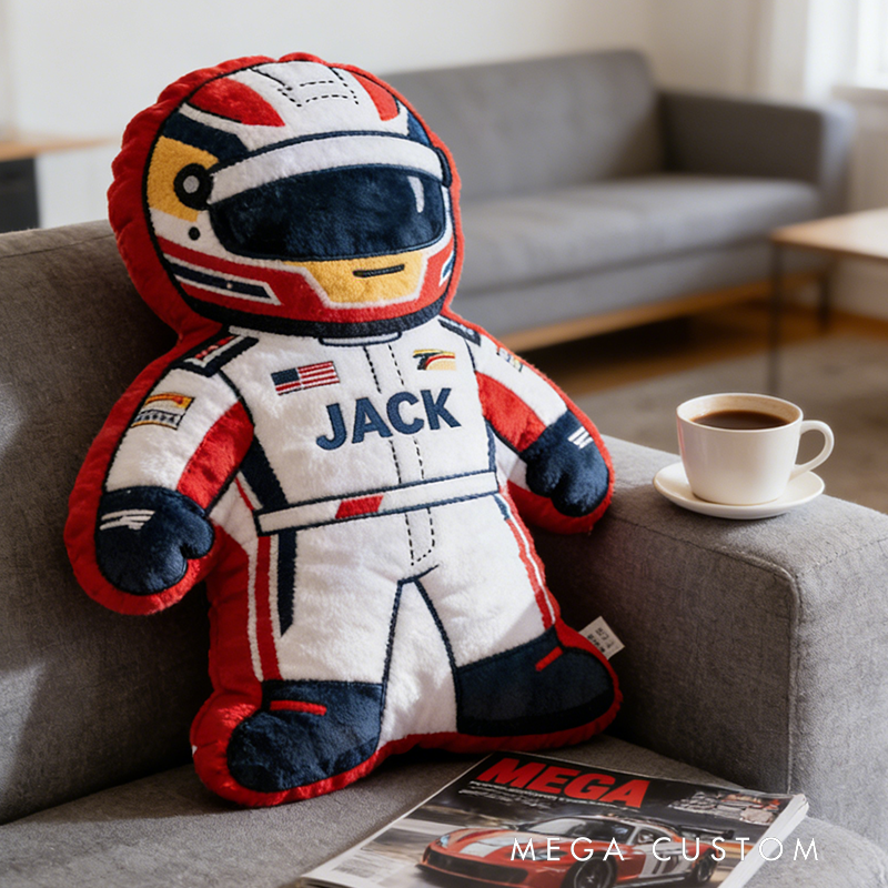 Personalized Racer Shaped Pillow Custom Name Plush Perfect Home Decor Gift for Racers and Racing Lovers